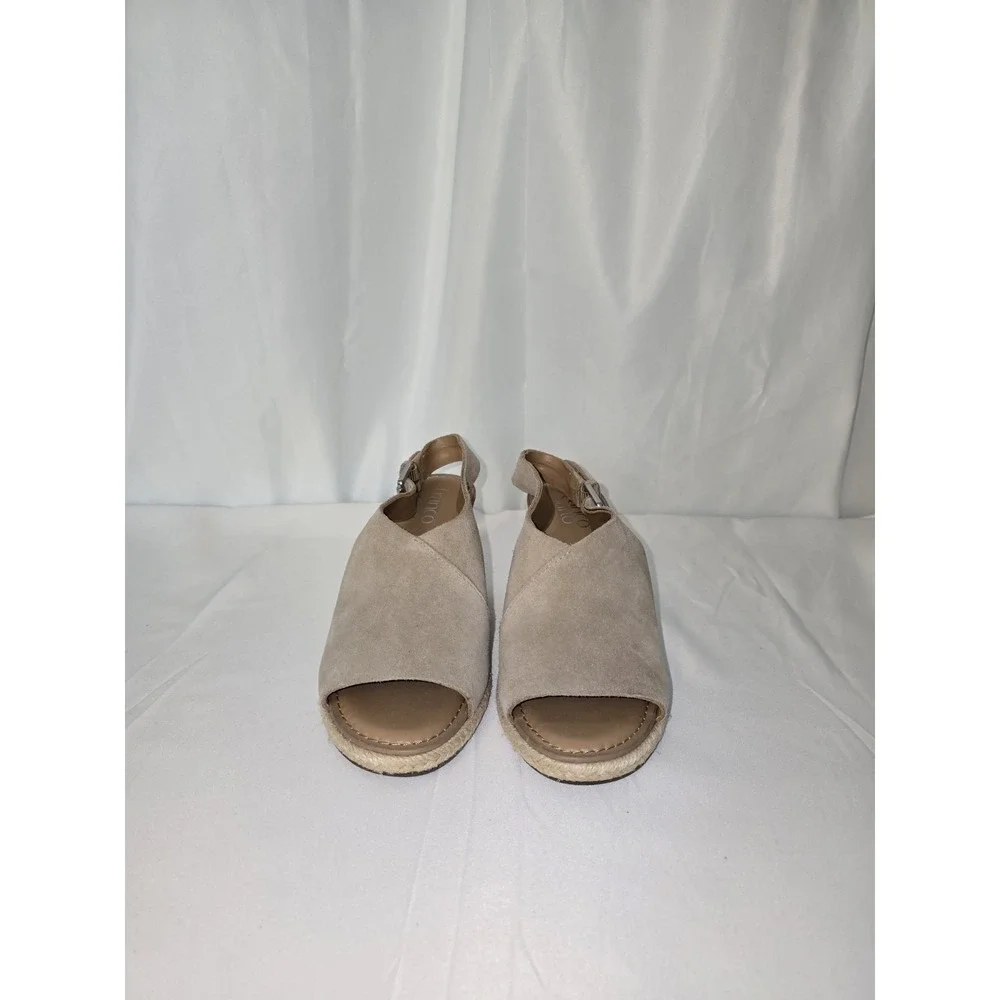 Franco Sarto Women's Julien Beige Tan Wedge Suede Sandals Slingback Shoes 7.5 M